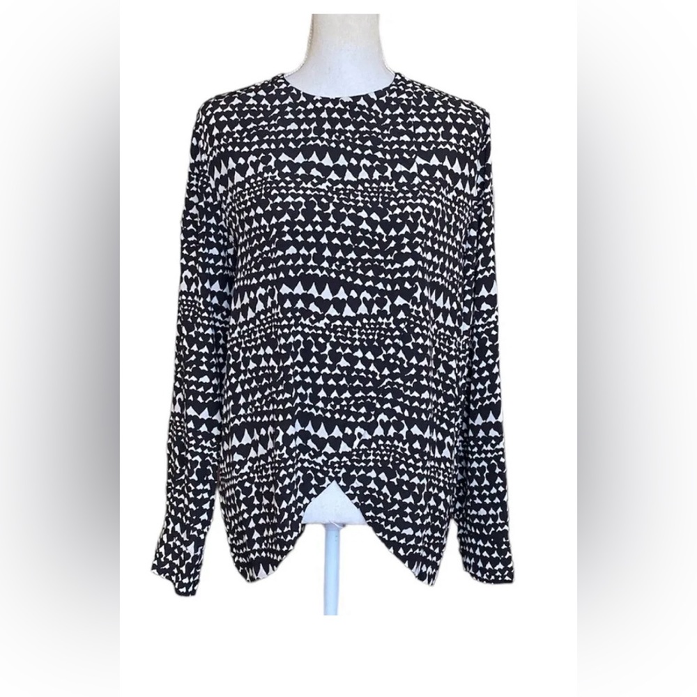 Stella McCartney Heart Print Black / White Silk Blouse Jacket size IT42 US 6 / M